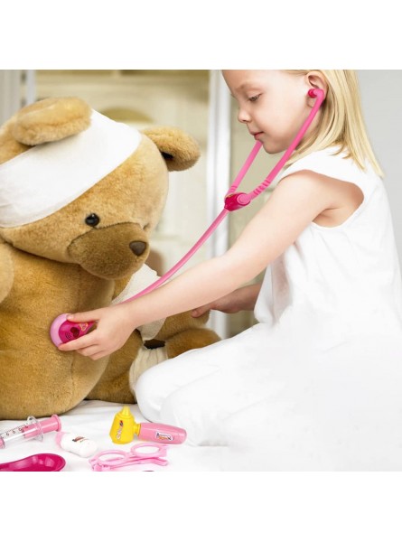 15 stücke Kinder Ärzte Kit Spielzeug Medizinische Spielset Rollenspiel Set mit Tragetasche Für Kinder Rollenspiel Spielzeug Rosa - B09V2SWXB6