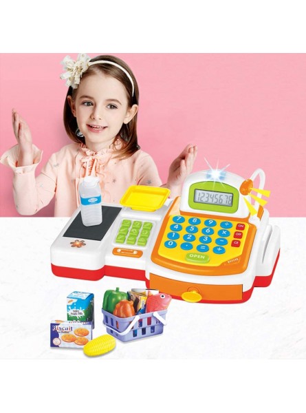 deAO Supermarktladen mit Rechenkasse Scheinkreditkarte Spielzeuglebensmittel ,Spielgeld und Einkaufskorb GELB - B07P5TPGPQ