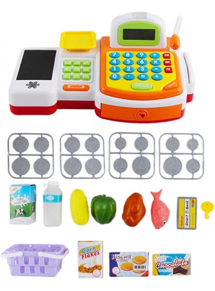 deAO Supermarktladen mit Rechenkasse Scheinkreditkarte Spielzeuglebensmittel ,Spielgeld und Einkaufskorb GELB - B07P5TPGPQ