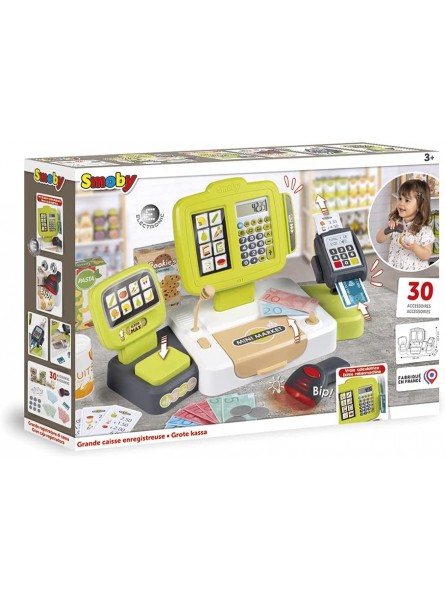 Smoby elektronische Supermarktkasse XL Spielkasse mit Taschenrechnerfunktion Licht- und Soundgeräuschen und viel Zubehör für Kinder ab 3 Jahren - B0B2PNHWXC