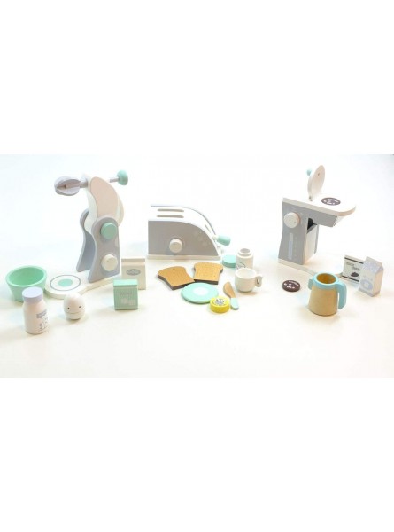 Haushaltsset: Kaffeemaschine Toaster + Mixer mit verschiedenen Zubehörartikeln Material: Holz für Kinder ab 3 Jahren geeignet - B0732PLTCJ