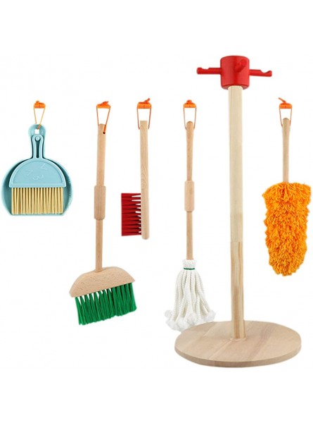 Sakamura Holz-Reinigungsspielzeug-Set Reinigungsspielzeug für Kleinkinder Rollenspiel Reinigungswerkzeuge Abnehmbares Reinigungswerkzeug für Kinder Haushaltsspielzeug Geschenk für Mädchen - B0BM1HMNMF