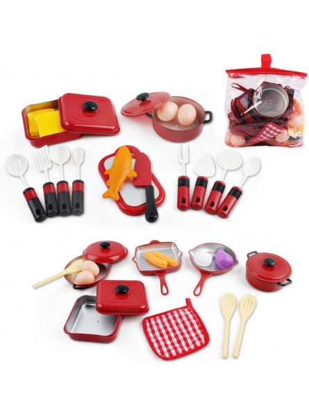 deAO Küchengerät Aufbewahrungstasche Töpfe und Pfannen für Kinder mit über 30 Kochzubehörteilen 2er-Pack - B07PLKDRY4