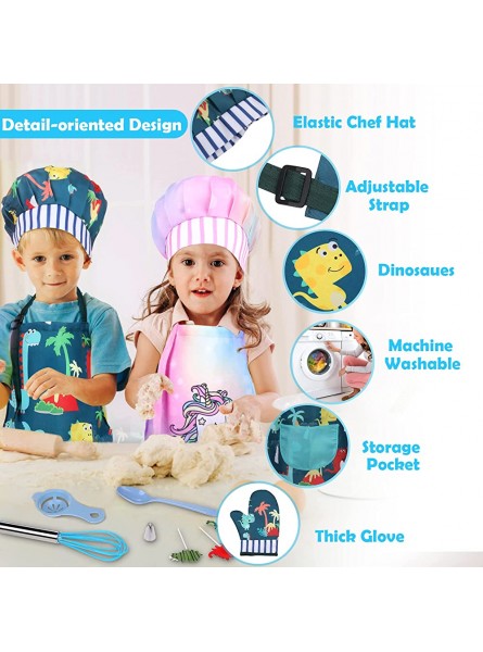Gemeer 34 PCS Koch- und Backset für Kinder enthält eine Schürze für kleine Jungen eine Kochmütze einen Ofenhandschuh um das Rollenspiel der Kochkarriere für 3-7 Jahre Kleinkinder zu verkleiden - B097D2LP8S