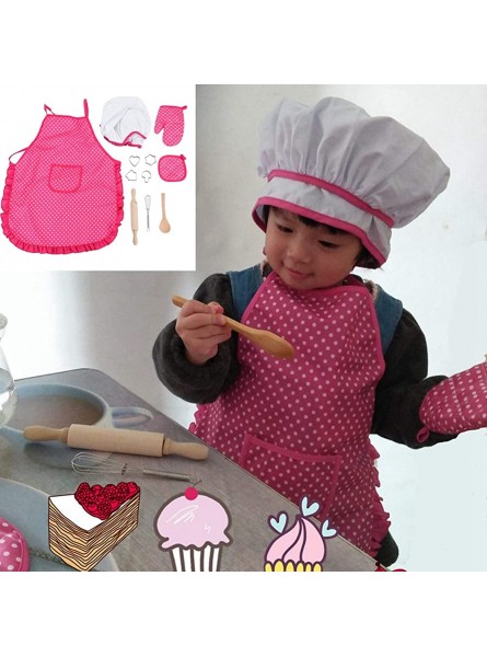 SALUTUYA Langlebige Kinder Chef Set DIY Kochen Backanzug Set Rollenspiel Spiel Schürze Handschuh Hut Kocher mit 11 Stück Kochzubehör - B08RRPQW1B