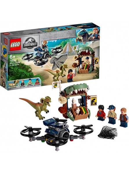 LEGO 75934 Jurassic World Dilophosaurus auf der Flucht Set mit 3 Minifiguren Drohne und Dinosaurier Figur - B07KTW32JR
