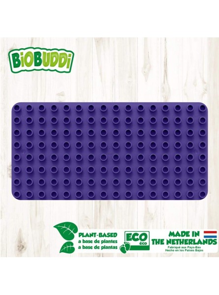 BiOBUDDi BB-0017-L Grundplatte Bausteine kompatibel zu anderen Marken hergestellt aus Bio Kunststoff Grundbauplatte in lila ca. 25,5 x 13 x 0,5 cm besonders umweltfreundlich - B0793G9KQV