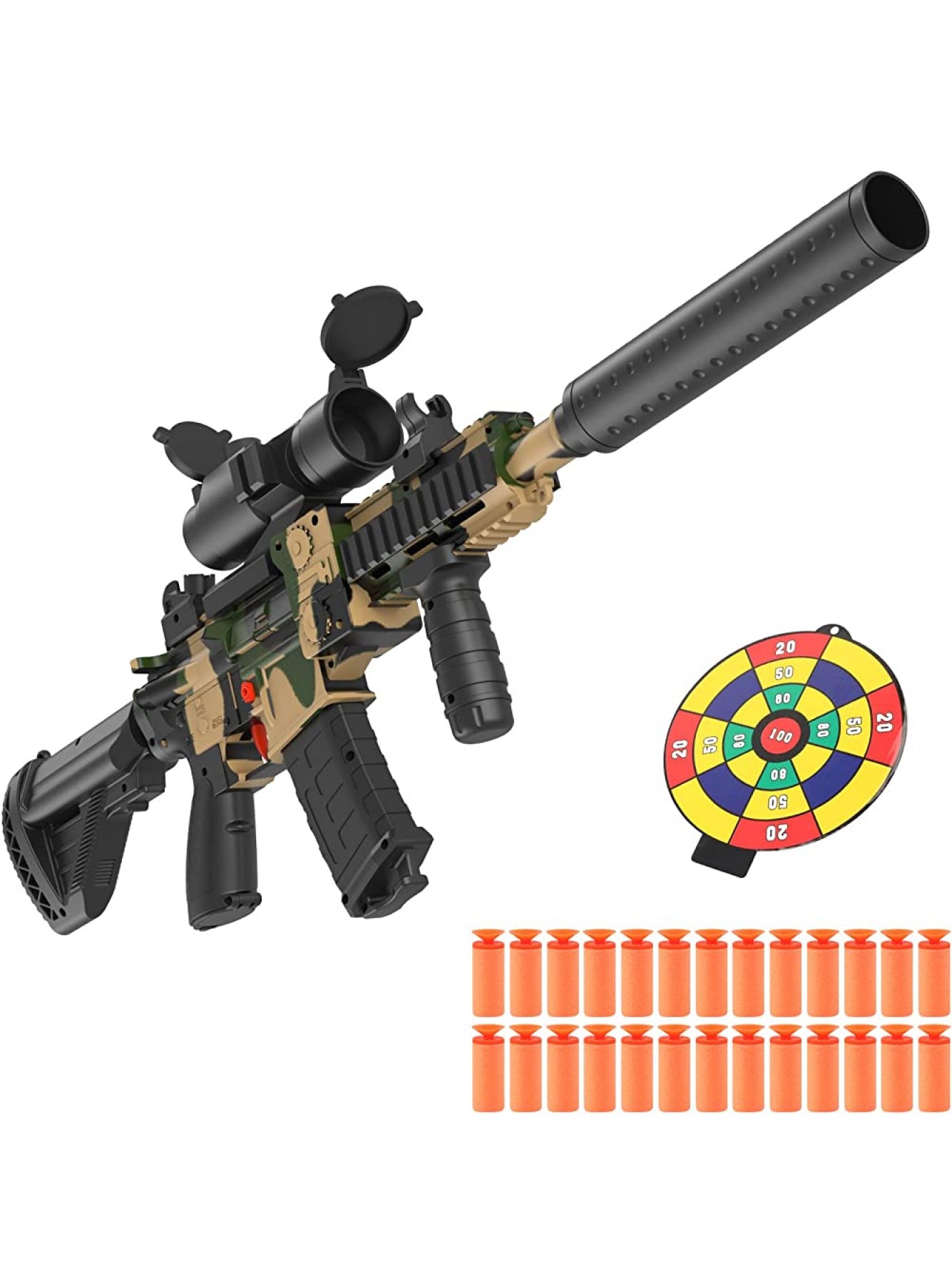 BeaSaf Elektrisch Spielzeug Pistol Spielzeug Pistol mit 8 Clip Magazin Automatische Blaster für Nerf Pfeilen mit 100 Munition Für Kinder ab 6+ Jahren,Teenager Erwachsene - B09HGDHYJS