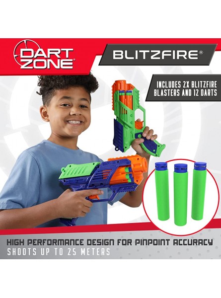 DartZone Blitzfire Dart Blaster 2 Spielzeugpistolen & 12 Dart Zone Waffel Tip Patronen schießt 24 Meter bei 47 m s kompatibel mit Nerf Pfeilen 6 runde rotierende Zylinder manuelle Toy Gun - B09CMFPS5N