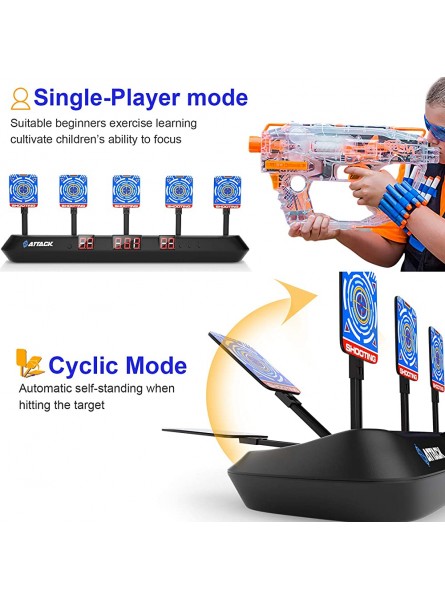 HOPOCO Elektronischen Digitalen Zielscheibe für Nerf 5 Ziele & 3 Spielmodi Automatisch Zurückgesetzt Ziel für Nerf Gun Rival Mega N-Strike Elite Spielzeug Geschenke für Kinder - B08MV2YTRN
