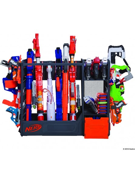 Jazwares NER0144 Nerf Elite Rack – Aufbewahrung für bis zu sechs Blaster inklusive Regal und Schubladen Zubehör orange und grau – Exklusiv - B07BC6XTS5