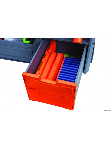 Jazwares NER0144 Nerf Elite Rack – Aufbewahrung für bis zu sechs Blaster inklusive Regal und Schubladen Zubehör orange und grau – Exklusiv - B07BC6XTS5
