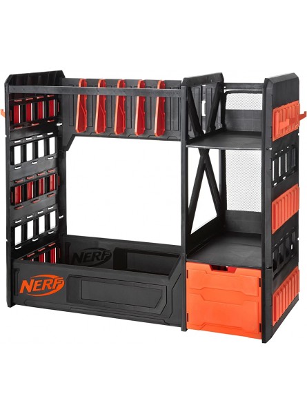 Jazwares NER0144 Nerf Elite Rack – Aufbewahrung für bis zu sechs Blaster inklusive Regal und Schubladen Zubehör orange und grau –  Exklusiv - B07BC6XTS5