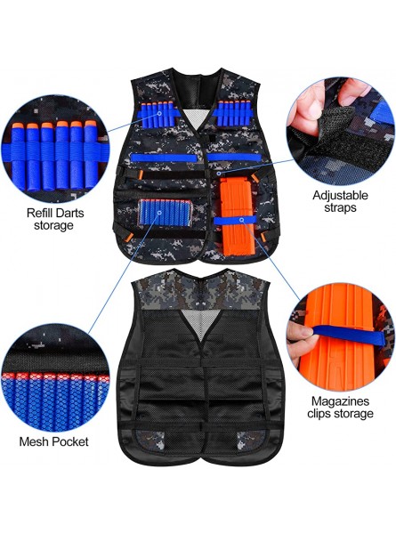 2 Sätze Taktische Weste für Kinder Nerf Tactical Vest Jacke Kit für Nerf Gun N-Streik Elite-Serie mit 100 er Darts 2 Battle Weste 2 Brille 2 schnell nachladen Clips 2 Maske und 2 Armbände - B07RPMNGWS