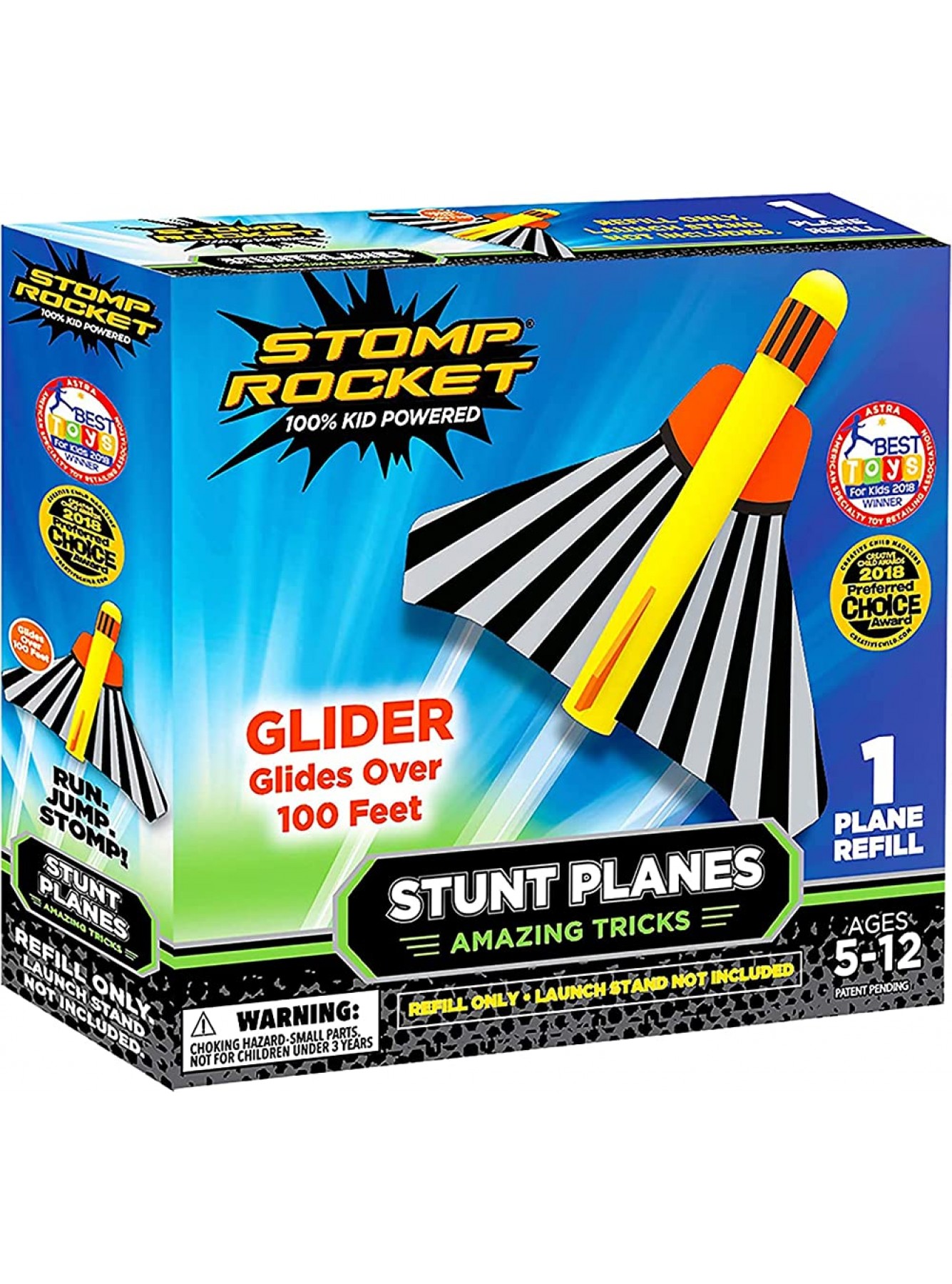Ersatz Flugzeug für Stomp Rocket Original Stunt Planes – 1 Gleiter Flugzeug Nur Ersatzflugzeuge Startrampe Nicht enthalten - B07SV6T7QN