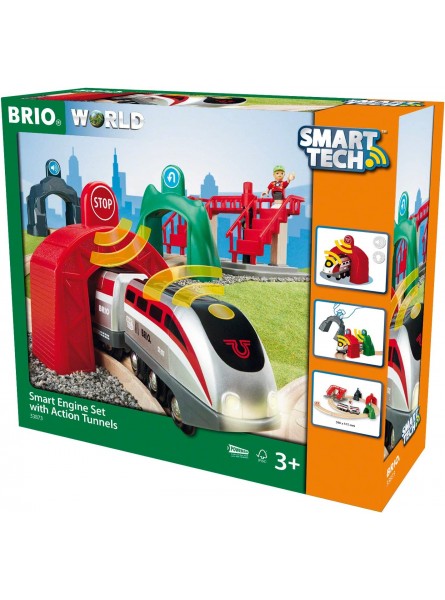 BRIO World 33873 Großes Smart Tech Reisezug Set – Elektrischer Zug & Fußgängerbrücke – Interaktives Spielzeug empfohlen & World 33772 Großes Schienensortiment 50 Teile – Schienen Set - B07PM7C2MG