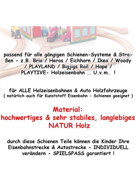Holz Bahnhof Lokschuppen + Kreuzung mechainische Drehscheibe für Eisenbahn Holzeisenbahn passend für alle Schienen-Systeme & Straßen z.B. Brio .. - B09QC6KG15