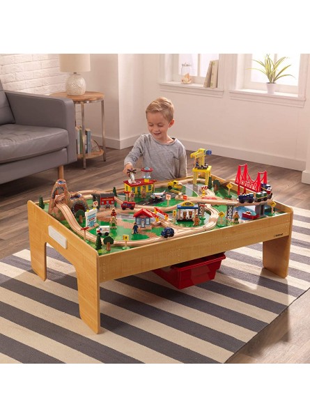 KidKraft 18025 Adventure Town Holzeisenbahn-Set & Spieltisch für Kinder mit EZ Kraft Assembly™ und 120 Spielteilen - B079QF8KYN