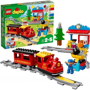 LEGO 10874 DUPLO Dampfeisenbahn Spielzeugeisenbahn mit Licht & Geräuschen und Push-&-Go-Motor Spielzeug Geschenk für Mädchen und Jungen ab 2 Jahren - B0984RZSZ2