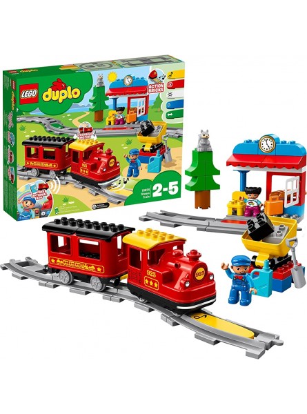LEGO 10874 DUPLO Dampfeisenbahn Spielzeugeisenbahn mit Licht & Geräuschen und Push-&-Go-Motor Spielzeug Geschenk für Mädchen und Jungen ab 2 Jahren - B0984RZSZ2