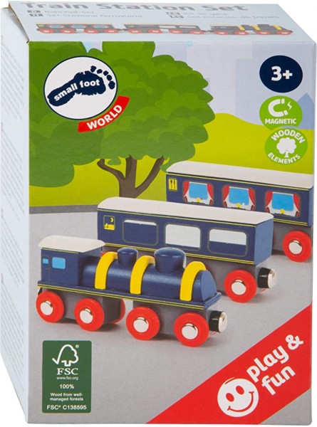 Small Foot 11236 Bahnhof-Set aus Holz FSC 100%-Zertifiziert Eisenbahn-Zubehör mit Magnetfunktion Spielzeug Mehrfarbig - B07H4JJH39