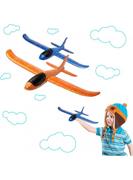 BeYumi 2pcs Flugzeug Manuelle Werfen Spaß Herausforderung Outdoor Sport Spielzeug Modellschaum Flugzeug Blau & Orange Flugzeug - B07CZX5QDN