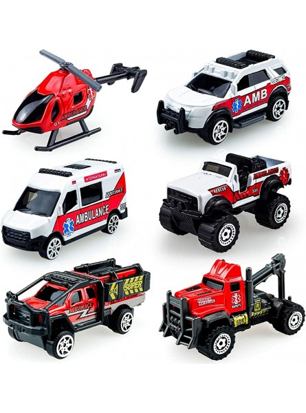 Diecast Cars Krankenwagen Spielzeug für 3 4 5 6 7 Jahre alte Jungen Mädchen – 6 Pack Legierung Krankenwagen Spielzeug Set enthalten Autos & Hubschrauber für Kinder Kleinkinder Jungen Mädchen - B09N1CR748