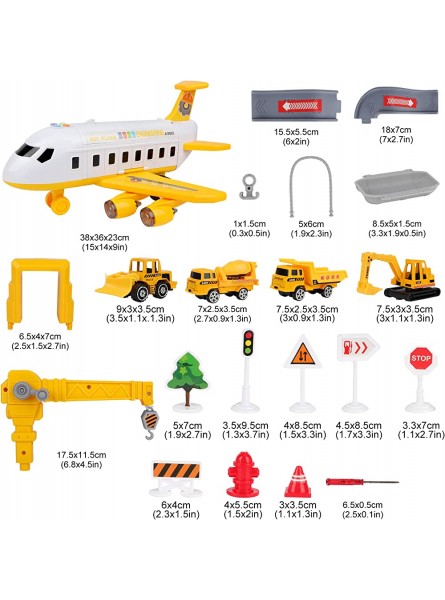 kramow Spielzeug Flugzeug mit Autos Spielmatte für Kinder Transport Flugzeug mit Musik & Licht Geschenk für 3 4 5 Jahre alte Jungen Mädchen - B09SG13Q14