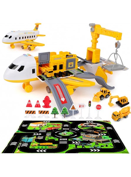 kramow Spielzeug Flugzeug mit Autos Spielmatte für Kinder Transport Flugzeug mit Musik & Licht Geschenk für 3 4 5 Jahre alte Jungen Mädchen - B09SG13Q14
