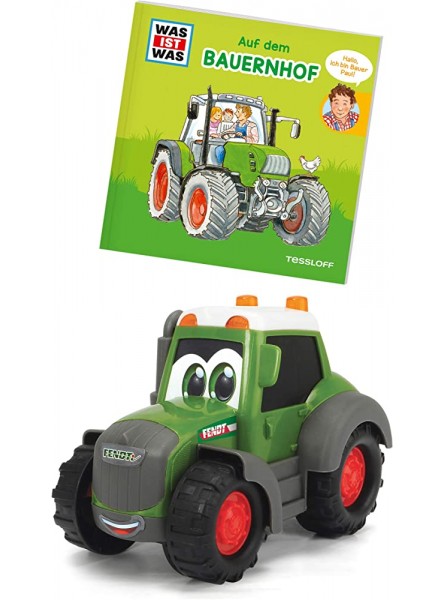 Dickie Toys 204112003 Was ist Was-Bauernhof Fendt Traktor mit Freilauf inkl. Was ist Was Buch farbecht und speichelfest Spielzeug ab 1 Jahr Bauernhof Spielzeug 14,5 cm grün - B084HPBQBS