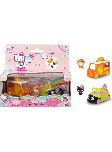 Dickie Toys Hello Kitty Orange + Chocolat Ice Cream Spielzeugauto 2er Set Fahrzeuge und Figuren aus Aluguss Figuren herausnehmbar Fahrzeuglänge: 6 cm Figurgröße: 2,5 cm ab 3 Jahren - B081HZ9HCS