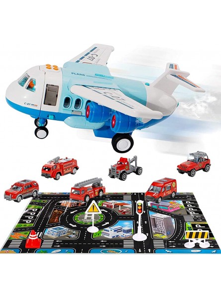 Flugzeug Spielzeug Auto Spielzeug Set mit Trägheitsrad Transport Frachtflugzeug Mini Educational Feuerwehrautos Spielset für 3-6 Jahre alt Kinder Kinder Jungen Mädchen Flugzeug Spielzeug Geschenk - B08F24MMHG