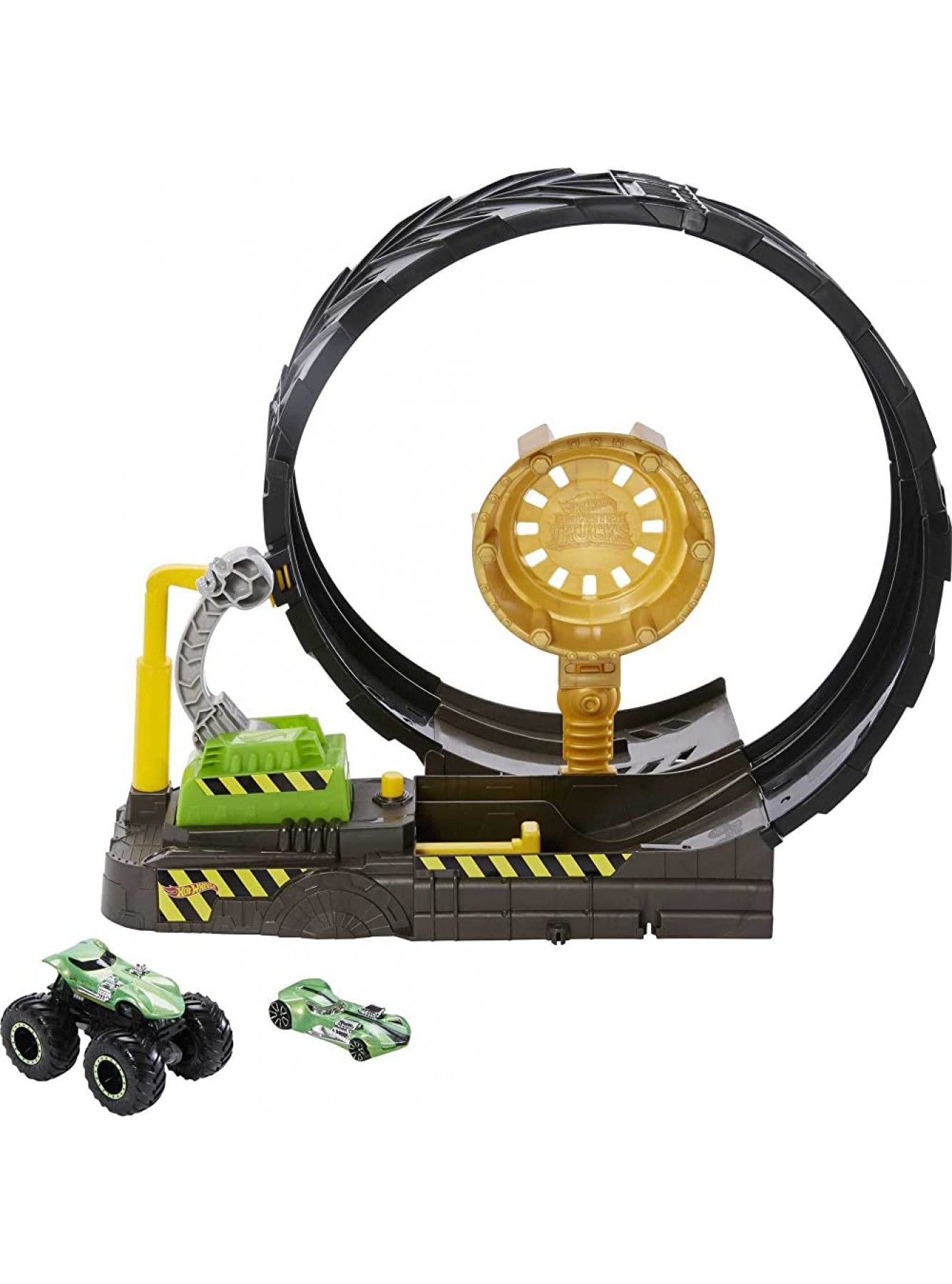 Hot Wheels HBH70 Monster Trucks Looping-Challenge Spielset mit 1 Monster Truck und 1 Hot-Wheels-Fahrzeug im Maßstab 1:64 Spielzeug Autorennbahn für Kinder von 4 bis 8 Jahre - B08J8JC5BS
