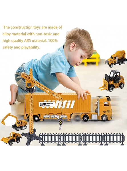 Construction Toys Car Toy Set for Boys,Expandable Trailer Digger Toys,Bulldozer,Dumpers,Road Pressing Car,Mud Tanker Car,Forklift Tower Crane Toy Truck Kids Toys Gift for 1 2 3 4 + Year Old Boys - B09DS666TK