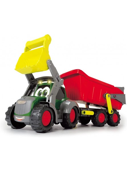 ABC Traktor Fahrzeug für Babys und Kleinkinder ab 1 Jahr mit beweglichen Teilen Licht und Sound abnehmbarer Anhänger bewegliche Schaufel Spielzeug zur Förderung der Motorik - B00TJTAQNY
