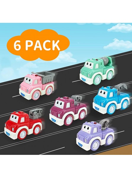 Ynybusi Zurückziehauto-Set Spielzeugautos für 1 2 3 4 5 Jahre alte Kinder Jungen Mädchen 6-teiliges Cartoon-Baufahrzeuge-Set inklusive Bagger Bulldozer-LKW - B09XHKDKVN