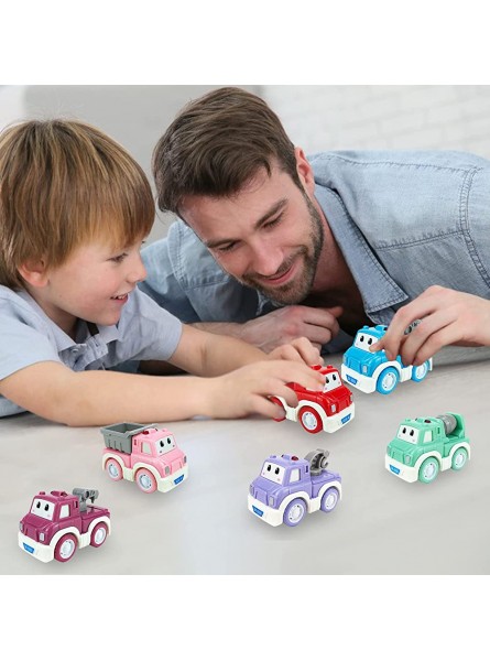 Ynybusi Zurückziehauto-Set Spielzeugautos für 1 2 3 4 5 Jahre alte Kinder Jungen Mädchen 6-teiliges Cartoon-Baufahrzeuge-Set inklusive Bagger Bulldozer-LKW - B09XHKDKVN