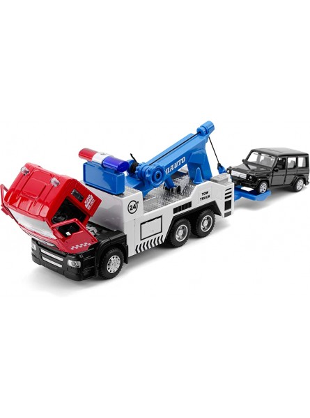 Abschleppwagen Spielzeug Pull Back Spielzeug Auto mit Mini Metall Diecast Cars Spielzeug Truks für Jungen und Mädchen mit Lichtern und Sound - B09DD4M4JL