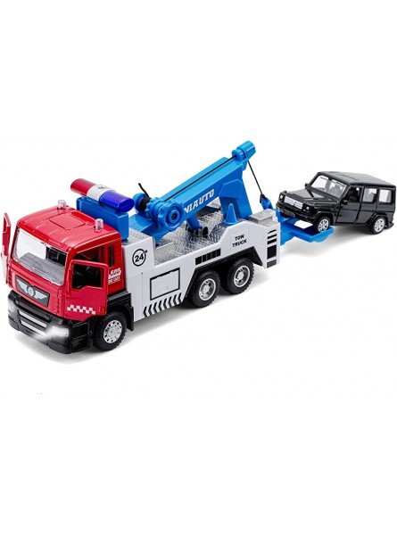 Abschleppwagen Spielzeug Pull Back Spielzeug Auto mit Mini Metall Diecast Cars Spielzeug Truks für Jungen und Mädchen mit Lichtern und Sound - B09DD4M4JL