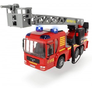 Dickie-Spielzeug 203716003 MAN Dickie Toys Fire Hero Feuerwehrauto mit manueller Wasserspritze Licht-& Soundeffekt inkl. Batterien abnehmbares Dach 43 cm rot - B014R20AD8