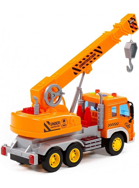 Kranwagen LKW Kinder Spielzeug City orange Schwungrad Fahrzeug mit Licht Sound - B09WN5WP54