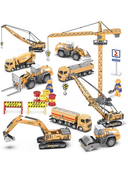 ZXFDM 10-teiliges Set Legierung Baufahrzeuge LKW Spielzeug Set Engineering LKW Spielset Spielzeug Baggerlader Bauwagen Turmdrehkran Baustellenfahrzeug für Kinder und Jungen - B09PHFHQWZ