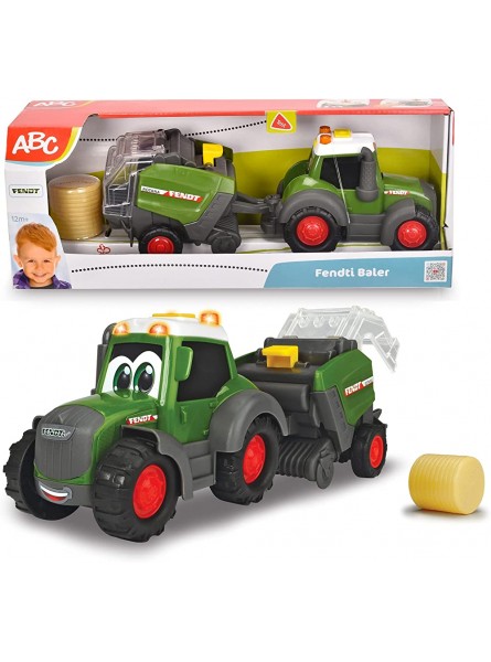 ABC Fendt Hay Baler Traktor mit Heuballenpresse Spielauto für Kinder ab 1 Jahr Traktor Bauernhof Trecker inkl. Heuballen Licht & Sound 30 cm - B07PGKL726