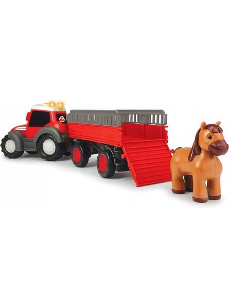 Dickie Toys 203815005 Happy Massey Ferguson Animal Trailer Traktor mit Tieranhänger und Pferd Trecker mit Anhänger Bauernhof Spielzeug Licht & Sound 30 cm ab 12 Monaten rot - B081J5B2SR