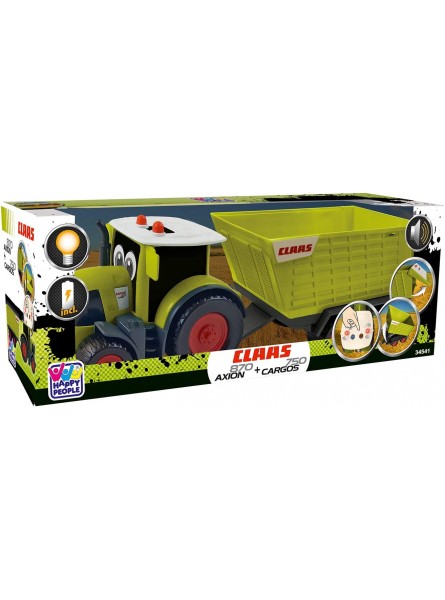 Happy People L&S 34541 Claas Kids Axion 870 Traktor + Anhänger Cargos 750 mit Licht und Sound grün - B092D4YS9L