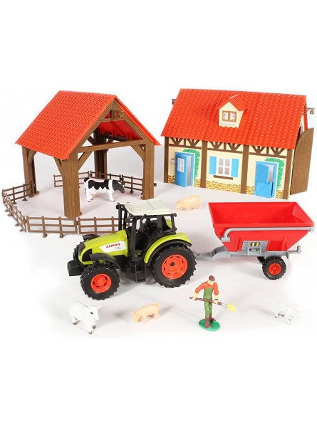 STARLUX 802234 Bauernhof-Set komplett mit Traktor Claas Celtis 446 und viel Zubehör Grün Rot 48932 - B00LAV81YK