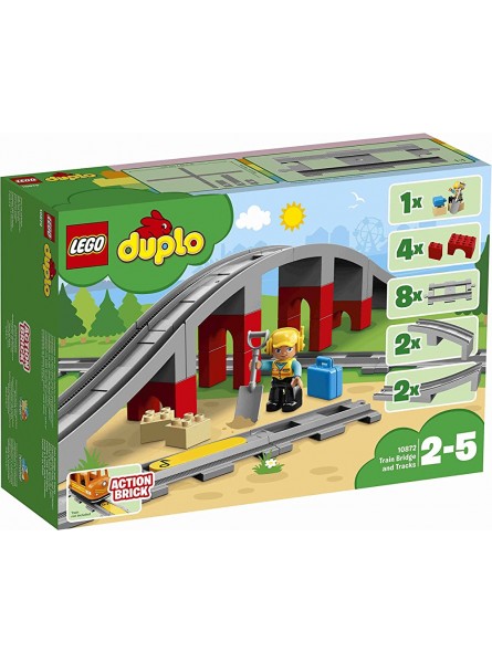 BRICKCOMPLETE Lego Duplo 2er Set: 10882 Eisenbahn Schienen & 10872 Eisenbahnbrücke und Schienen - B09DYY9VVR