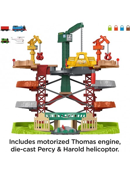 Fisher-Price GXH09 Thomas & seine Freunde Rennspaß-Turm Spielset mit Lok und Kran batteriebetriebene Lok und Schienenset für Kinder ab 3 Jahren - B08V7JKZBR