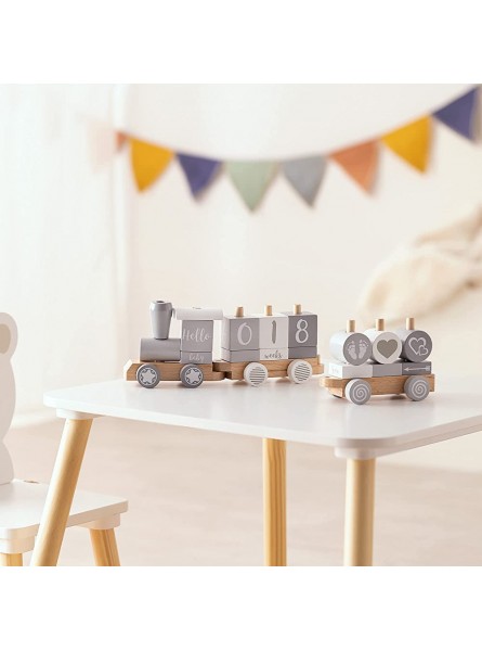 Navaris Holzzug für Kinder Zug Holzspielzeug mit Buchstaben Zahlen in Englisch Baby Spiel personalisierbar Deko Holzeisenbahn 20 Teile - B095WGJ4K6