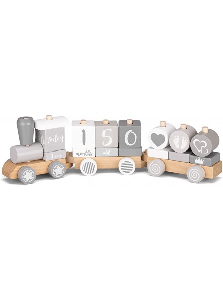 Navaris Holzzug für Kinder Zug Holzspielzeug mit Buchstaben Zahlen in Englisch Baby Spiel personalisierbar Deko Holzeisenbahn 20 Teile - B095WGJ4K6